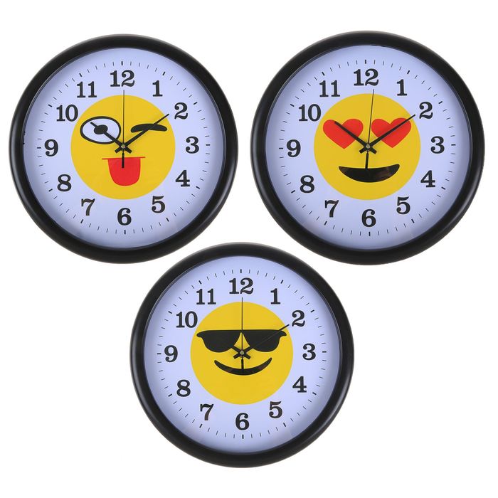 Часы настенные "Смайл", микс цветов, узкий обод, 35*35*3см