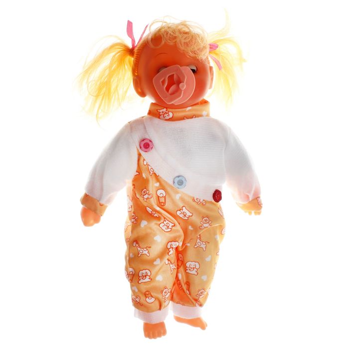 Мягкая игрушка-кукла говорящая "Малютка" с соской, 4 звука, цвета МИКС