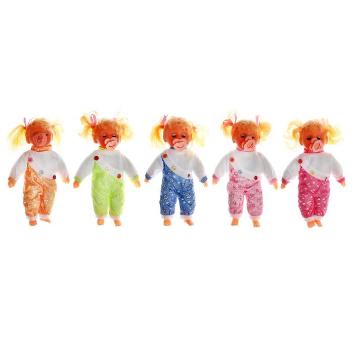 Мягкая игрушка-кукла говорящая "Малютка" с соской, 4 звука, цвета МИКС