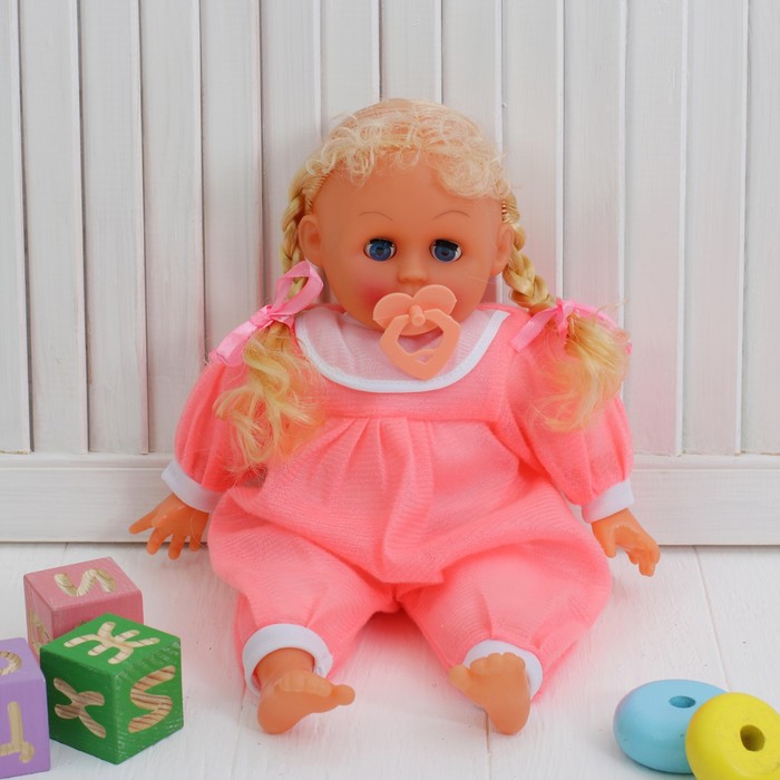 Мягкая игрушка-кукла говорящая "Малышка" с соской, 4 звука, цвета МИКС
