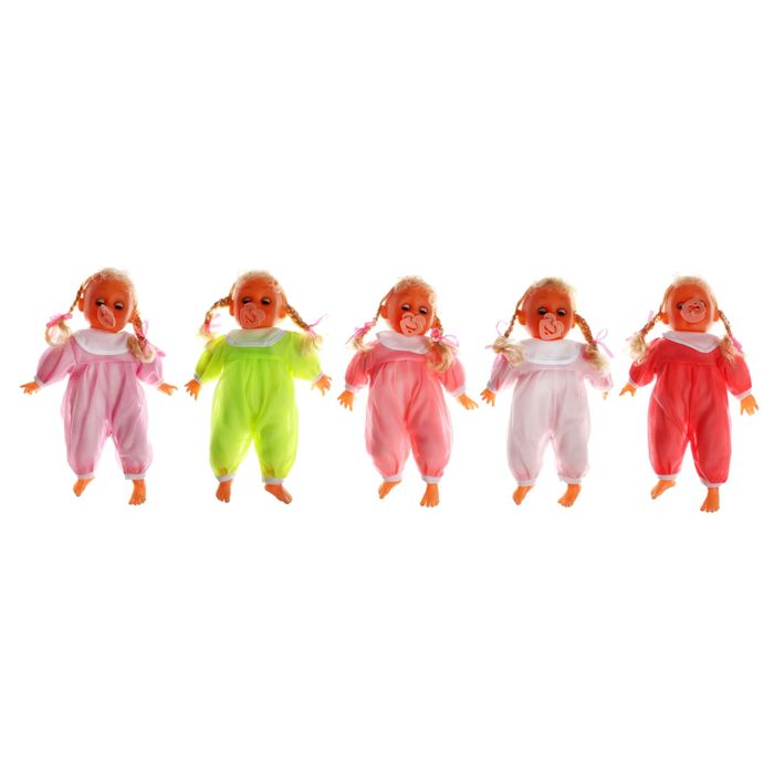 Мягкая игрушка-кукла говорящая "Малышка" с соской, 4 звука, цвета МИКС