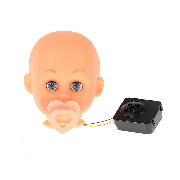 Голова для изготовления куклы, с соской, издает 4 звука при извлечении соски