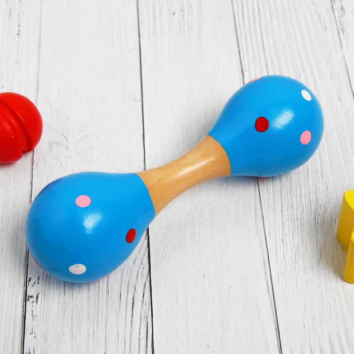 Маракас двусторонний "Горошек", средний, МИКС