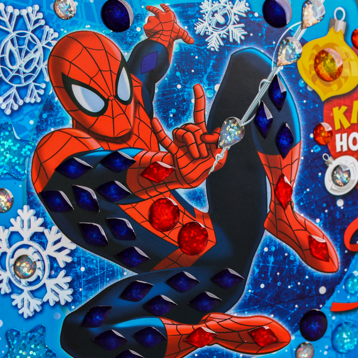 Мозаика гелевыми стразами "Самого классного Нового года!" Человек-паук