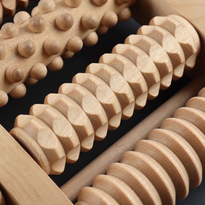Массажёр «Барабаны», деревянный, 5 комбинированных рядов