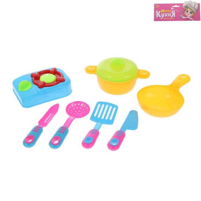Набор посуды "Маленький шеф-3", с плитой, 7 предметов
