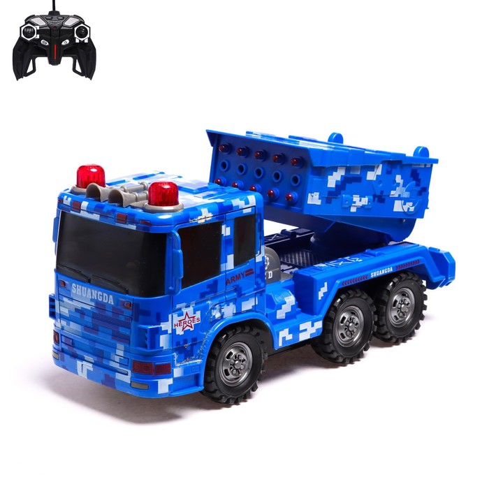 Машина радиоуправляемая "Гаубица", работает от аккумулятора, стреляет ракетами, 4WD