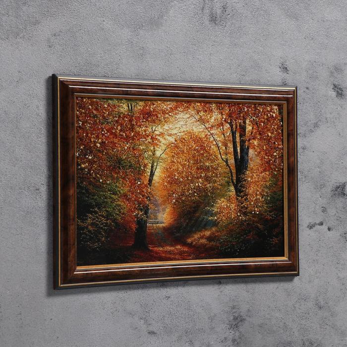 Картина «Пейзаж», янтарь, 20х30 см, темная рама, микс