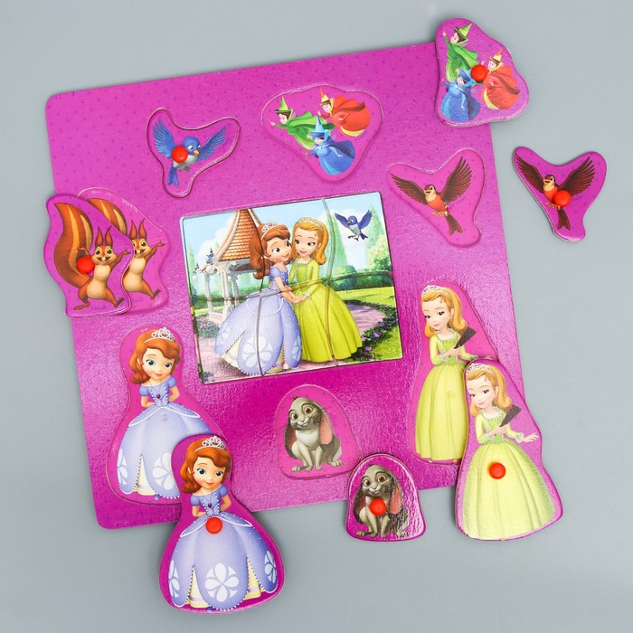 Рамка-вкладыш 2 в 1 "Самая красивая" София Прекрасная, 13 вложений, цветное основание