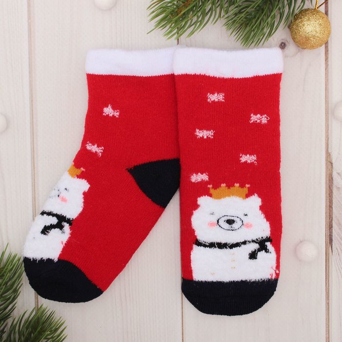 Носки махровые Collorista "Медведь в короне", 1-2 года (10-12 см)