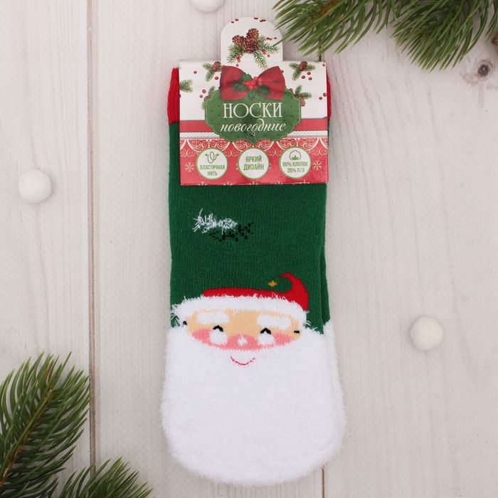 Носки махровые Collorista "Дедушка Мороз", 1-2 года (10-12 см)