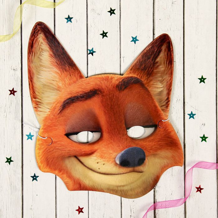 Маска карнавальная "Лис" Зверополис, 22,2 х 27,6 см