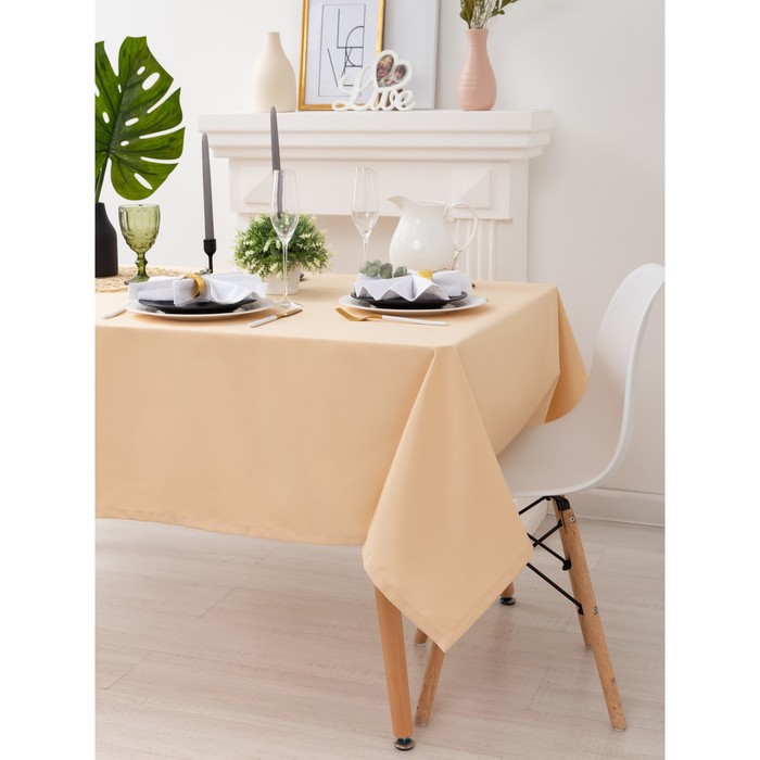 Скатерть "Этель" 150х300 см, однотонная цвет бежевый, пл. 192 г/м2, хл с ГМО
