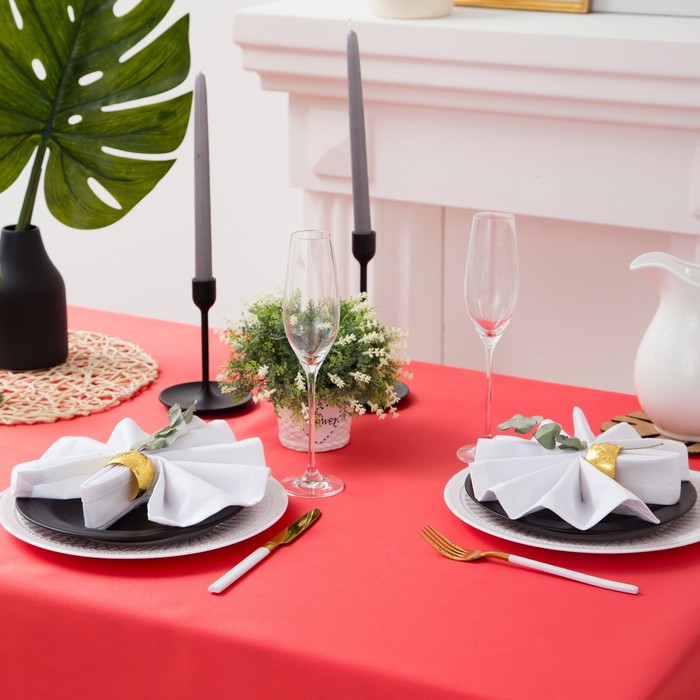 Скатерть "Этель" 150х300 см, однотонная цвет лососевый, пл. 192 г/м2, хл с ГМО