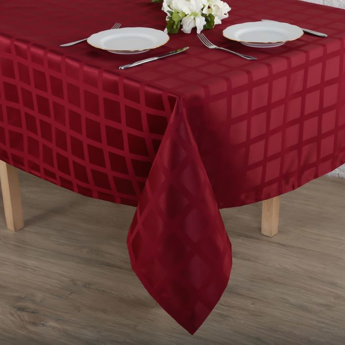 Скатерть "Этель" Геометрия 150х300 см, цвет винный, пл. 192 г/м2, хл с ГМО