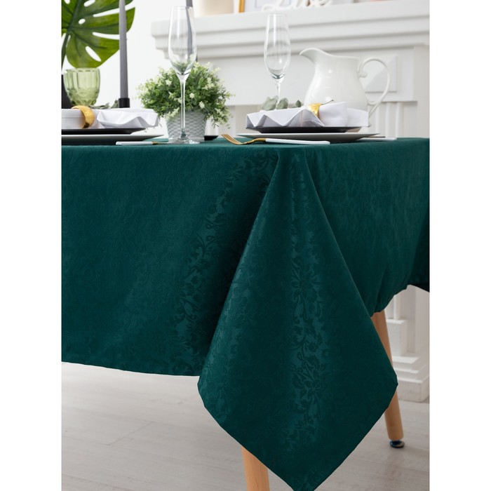 Скатерть "Этель" Роскошь 150х300 см, цвет тёмно-зелёный, пл. 192 г/м2, хл с ГМО