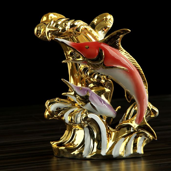 Сувенир керамика вазон "Два осётра" 21х19х9 см