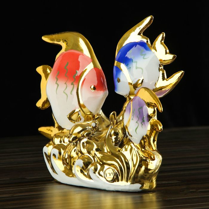 Сувенир керамика "Три рыбки с золотыми плавниками" 19х26х8 см
