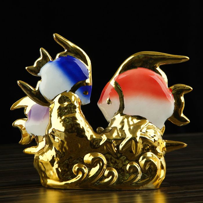 Сувенир керамика "Три рыбки с золотыми плавниками" 19х26х8 см