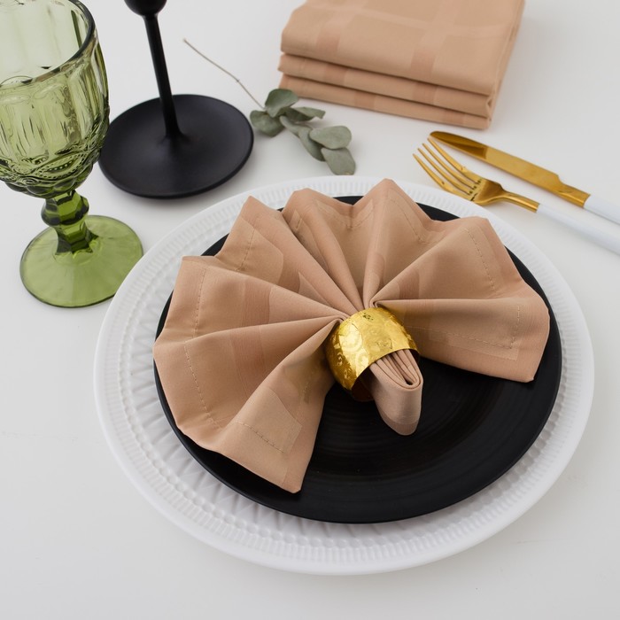 Набор салфеток "Этель" Геометрия 32х32 см - 4 шт, цвет капучино, пл. 192 г/м2, хл с ГМО