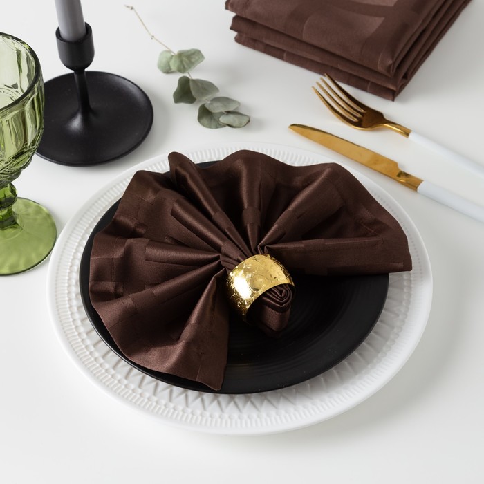 Набор салфеток "Этель" Геометрия 32*32 - 4 шт, цв. шоколадный, пл. 192 г/м2, хл с ГМО