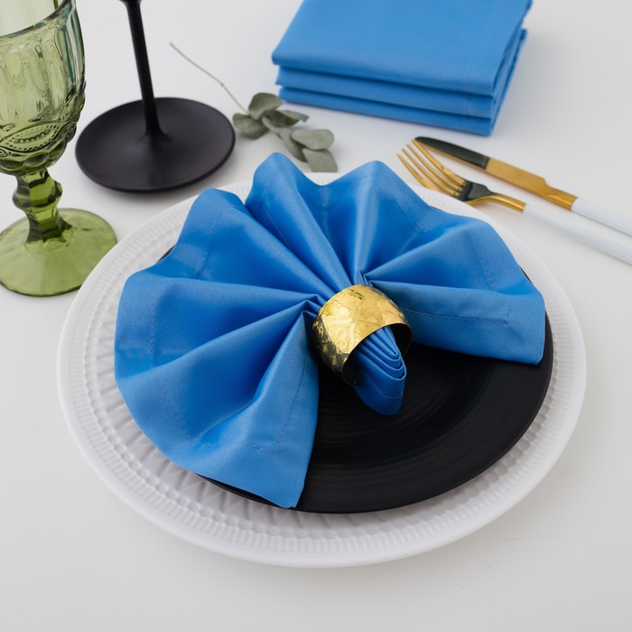 Набор салфеток "Этель" однотонный 32*32 - 4 шт, цв.голубой, пл. 192 г/м2, хл с ГМО