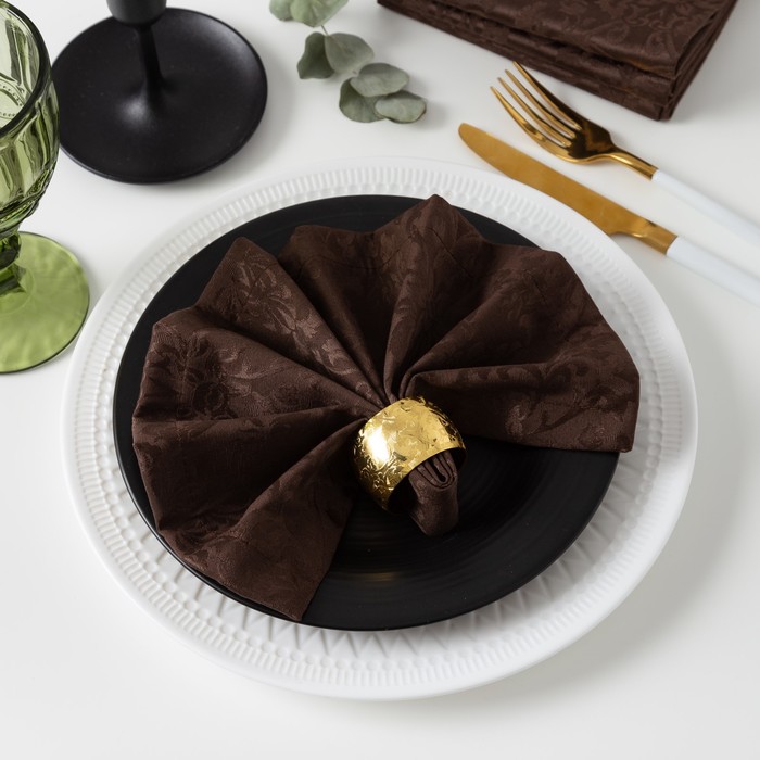 Набор салфеток "Этель" Роскошь 32*32 - 4 шт, цв. шоколадный, пл. 192 г/м2, хл с ГМО