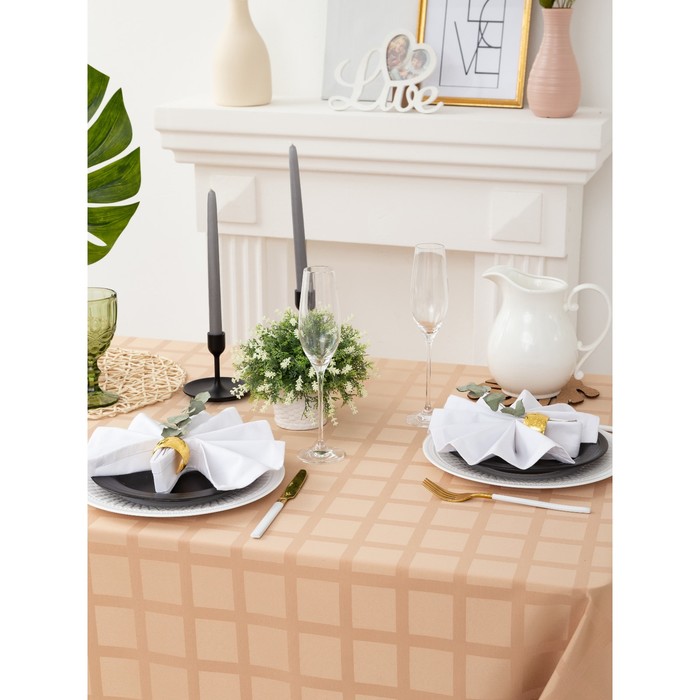 Скатерть "Этель" Геометрия 150х150 см, цвет капучино, пл. 192 г/м2, хл с ГМО