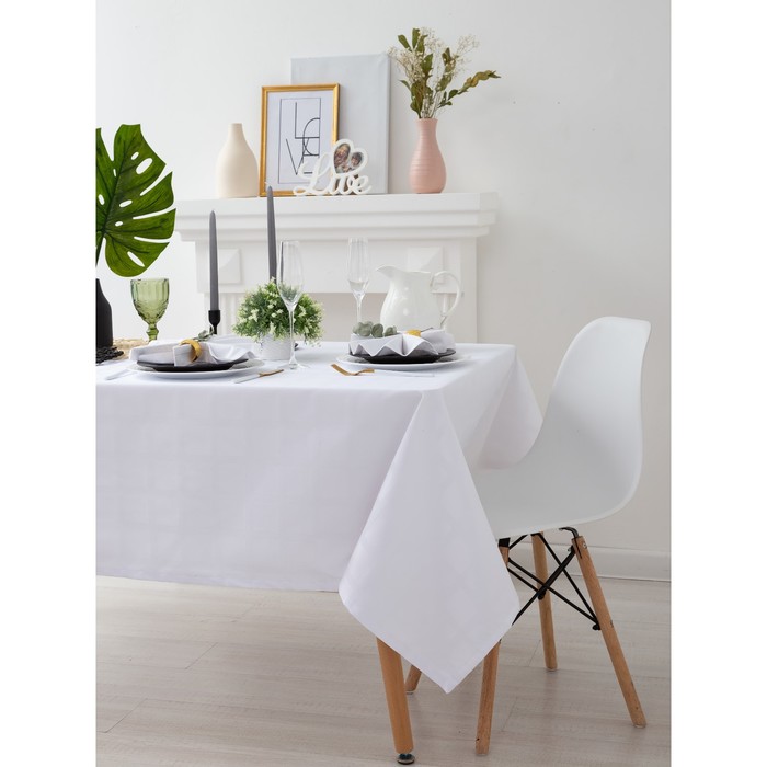 Скатерть "Этель" Геометрия 150*150, цв. белый, пл. 192 г/м2, хл с ГМО