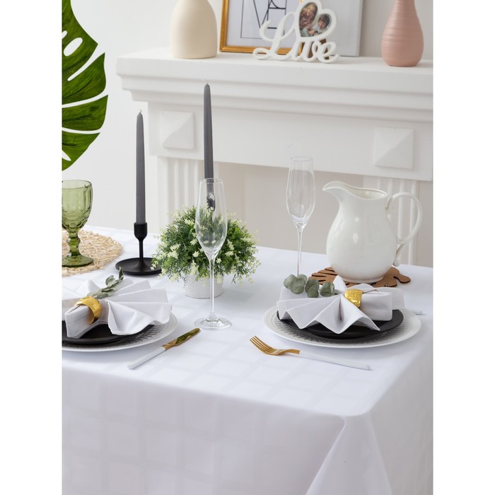 Скатерть "Этель" Геометрия 150*150, цв. белый, пл. 192 г/м2, хл с ГМО