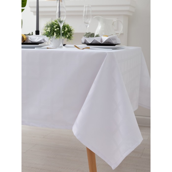 Скатерть "Этель" Геометрия 150*150, цв. белый, пл. 192 г/м2, хл с ГМО