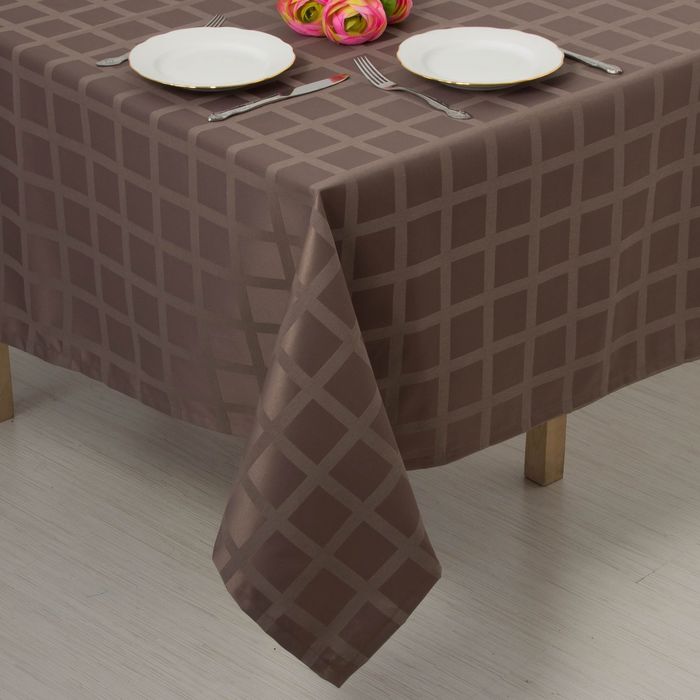 Скатерть "Этель" Геометрия 150*150, цв. серый, пл. 192 г/м2, хл с ГМО