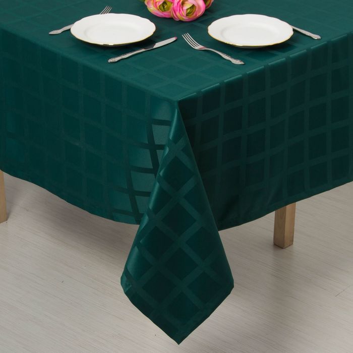 Скатерть "Этель" Геометрия 150*200, цв.зелёный, пл. 192 г/м2, хл с ГМО