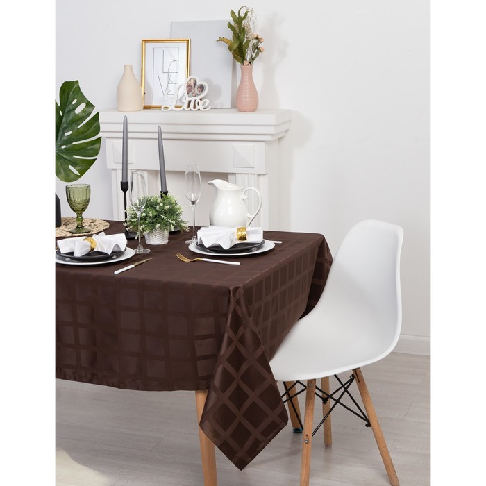 Скатерть "Этель" Геометрия150*250, цв. шоколадный, пл. 192 г/м2, хл с ГМО