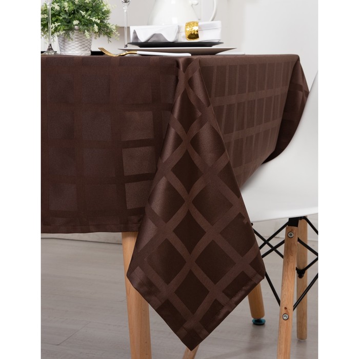 Скатерть "Этель" Геометрия150*250, цв. шоколадный, пл. 192 г/м2, хл с ГМО