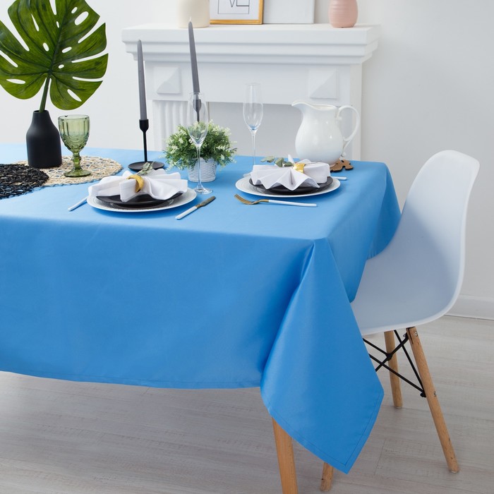 Скатерть "Этель" однотонная 150*150, цв. голубой, пл. 192 г/м2, хл с ГМО