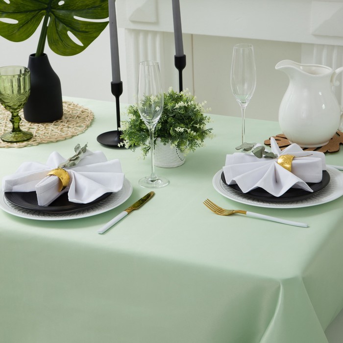 Скатерть "Этель" однотонная 150*200, цв.мятный, пл. 192 г/м2, хл с ГМО