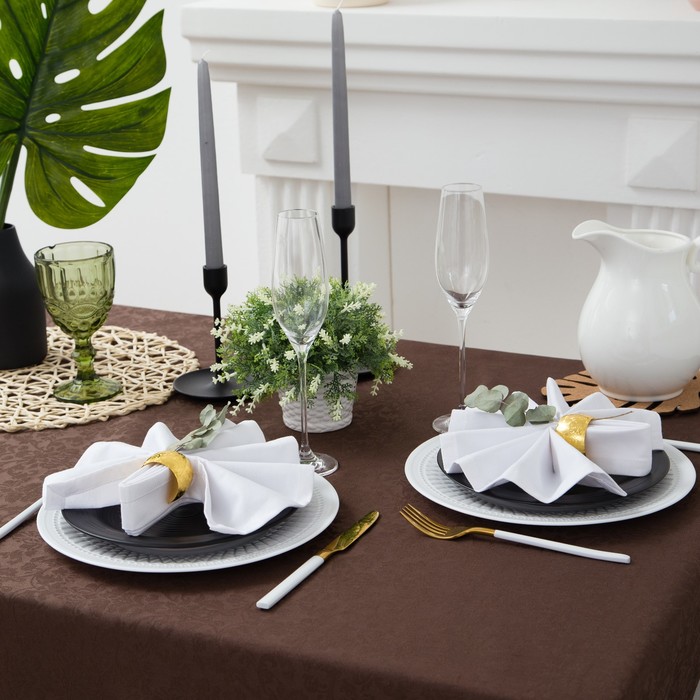 Скатерть "Этель" Роскошь 150*150, цв шоколадный, пл. 192 г/м2, хл с ГМО