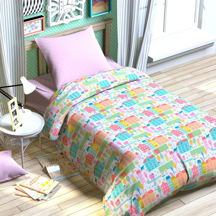 Постельное бельё "Этелька" Городские сны 143х215 см, 150х214 см, 70х70 см, поплин