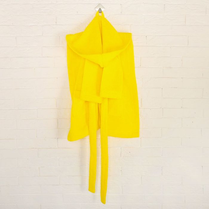 Халат махровый детский, размер 32, цвет жёлтый, 340 г/м2 хл.100% с AIRO