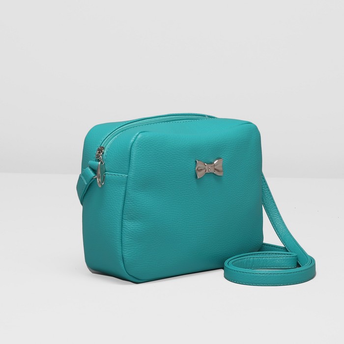 Сумка женская на молнии, 1 отдел на молнии, наружный карман, регулируемый ремень, цвет голубой