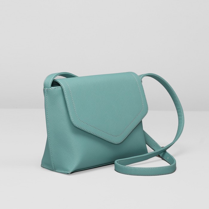 Сумка женская на молнии, 1 отдел, наружный карман, регулируемый ремень, цвет голубой