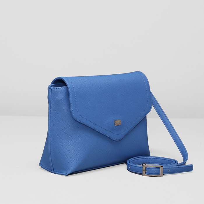 Сумка женская на молнии, 1 отдел, наружный карман, длинный ремень, цвет синий