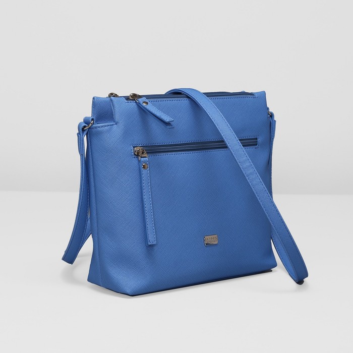 Сумка женская на молнии, 2 отдела, наружный карман, регулируемый ремень, цвет синий