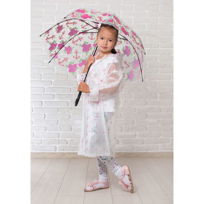 Зонт детский полуавтоматический "Розочки", r=42см, цвет чёрный