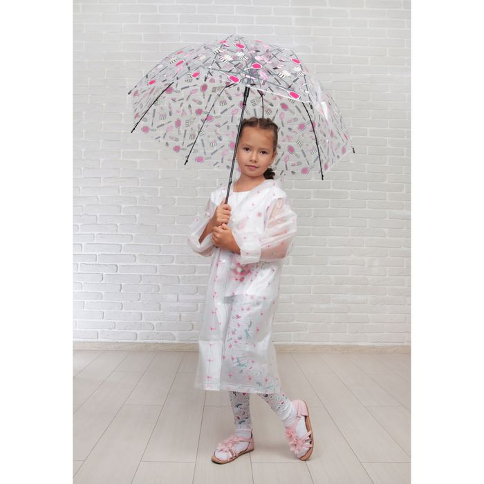 Зонт детский полуавтоматический "Гламур", r=42см, цвет розовый/чёрный