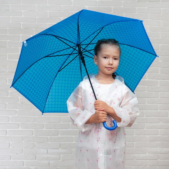 Зонт детский полуавтоматический "3D.Однотонный", r=44,5см, цвет синий