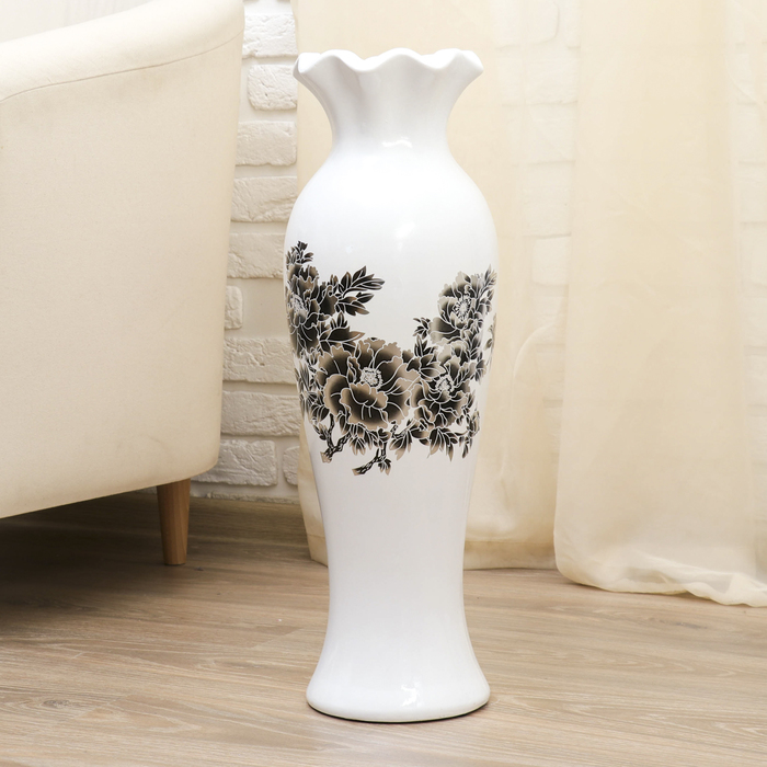 Ваза напольная 60 см "Минимализм" серебристый узор