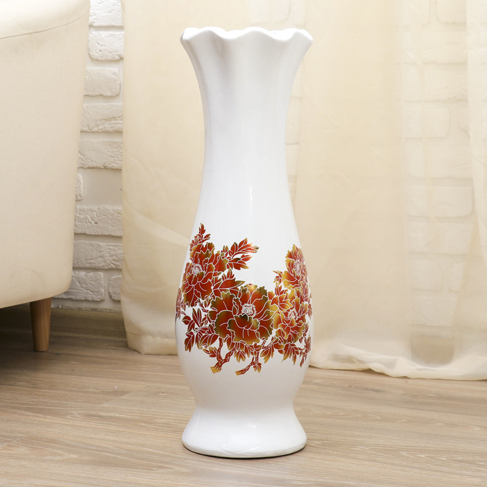 Ваза напольная 60 см "Минимализм" талия, золотистый узор