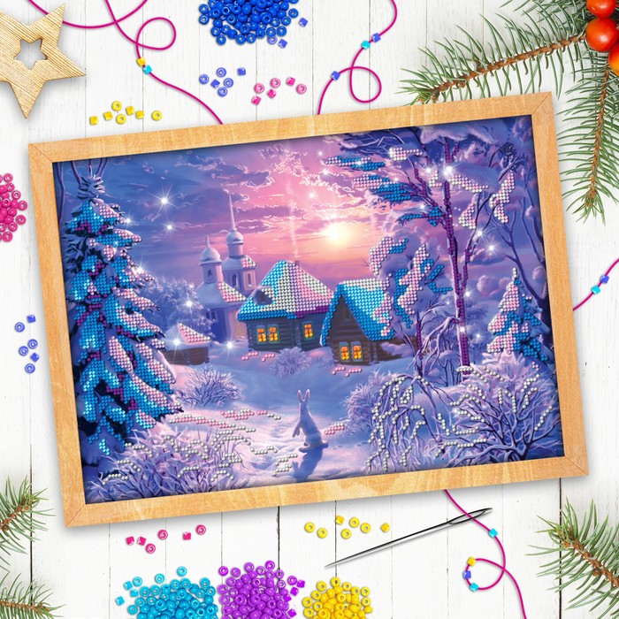 Набор для вышивки бисером "Зимний пейзаж", 25 х 35 см